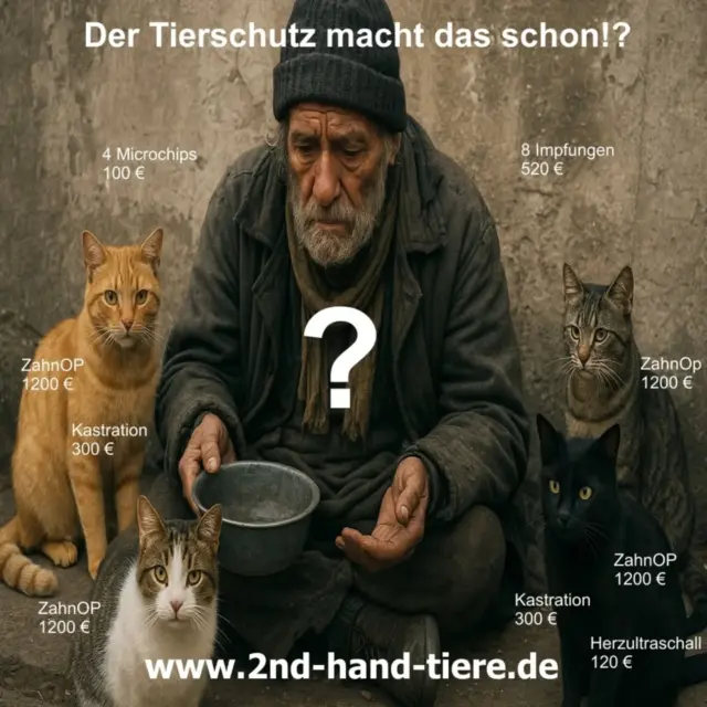 Immer wieder sonntags informieren wir Euch über Themen, die uns aktuell besonders beschäftigen.

Der Tierschutz macht das schon!?

Vorweg gesagt, dieser Post soll keine Diskussionsgrundlage sein, egal in welcher Hinsicht, er soll zum Nachdenken anregen…

Wir Tierschützer erleben es immer öfter in den letzten Jahren. Menschen müssen ihre Tiere abgeben, weil sie sich diese schlichtweg nicht mehr leisten können. Sei es nun weil der eigene Lebensumstand sich geändert hat, als Folge von Inflation/Corona oder als Folge der GOT Erhöhung. 

Wer bei den Zahlen im Bild, denkt „Das ist aber teuer, bei uns ist das billiger!“ dem gratuliere ich ganz herzlich dazu, dass es so ist! Man muss an dieser Stelle auch sagen, dass Preise von Ort zu Ort variieren. 
Wir wollen auch keine Grundsatzdiskussion über Preise beim Tierarzt auslösen, denn auch diese haben Ausgaben, die gedeckt werden müssen. Sicherlich wird sich über das ein oder andere Streiten lassen, aber darum geht es hierbei nicht. 

Wir würden uns wünschen, dass es für Menschen mit Tieren, die „nachweislich“ wenig Geld haben, mehr Hilfeangebote gibt, die NICHT auf dem Rücken des „Tierschutzes“ ausgetragen werden. Stellen, die sich dafür zuständig fühlen oder eine „soziale“ CheckUp Sprechstunde beim Tierarzt. Städte, die vielleicht ein paar Euro dafür zur Verfügung stellen könnten oder oder oder…  Die Ideen dazu sind vielfältig, aber wer ist zuständig!? Der Tierschutz???? Wirklich? Und wer ist überhaupt dieser Tierschutz? Wir ALLE sind der Tierschutz, denn bei wem müssen wir betteln, was uns bei weitem keinen Spaß macht, wenn es mal wieder nicht zu leisten ist? 

Und ganz zum Schluss badet es doch der „Tierschutz“ aus, denn wer will schon kranke Tiere haben, geschweige denn, die Kosten dafür übernehmen, nur weil es ein anderer nicht konnte!? Aber vom Tierschutz erwartet man, dass man gesunde Tiere bekommt und hilft, zu jeder Zeit und egal was es kostet – bis zum Systemerror – der oft nicht weit entfernt ist!

#wirallesindtierschutz
#unterstützung
#hilfebedürftig
#immerwiedersonntags